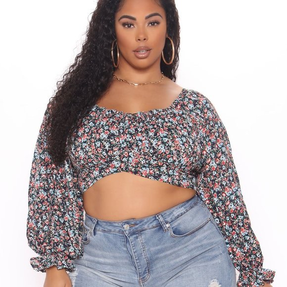 Steal The Attention Floral Crop Top - Black/combo - Picture 5 of 5